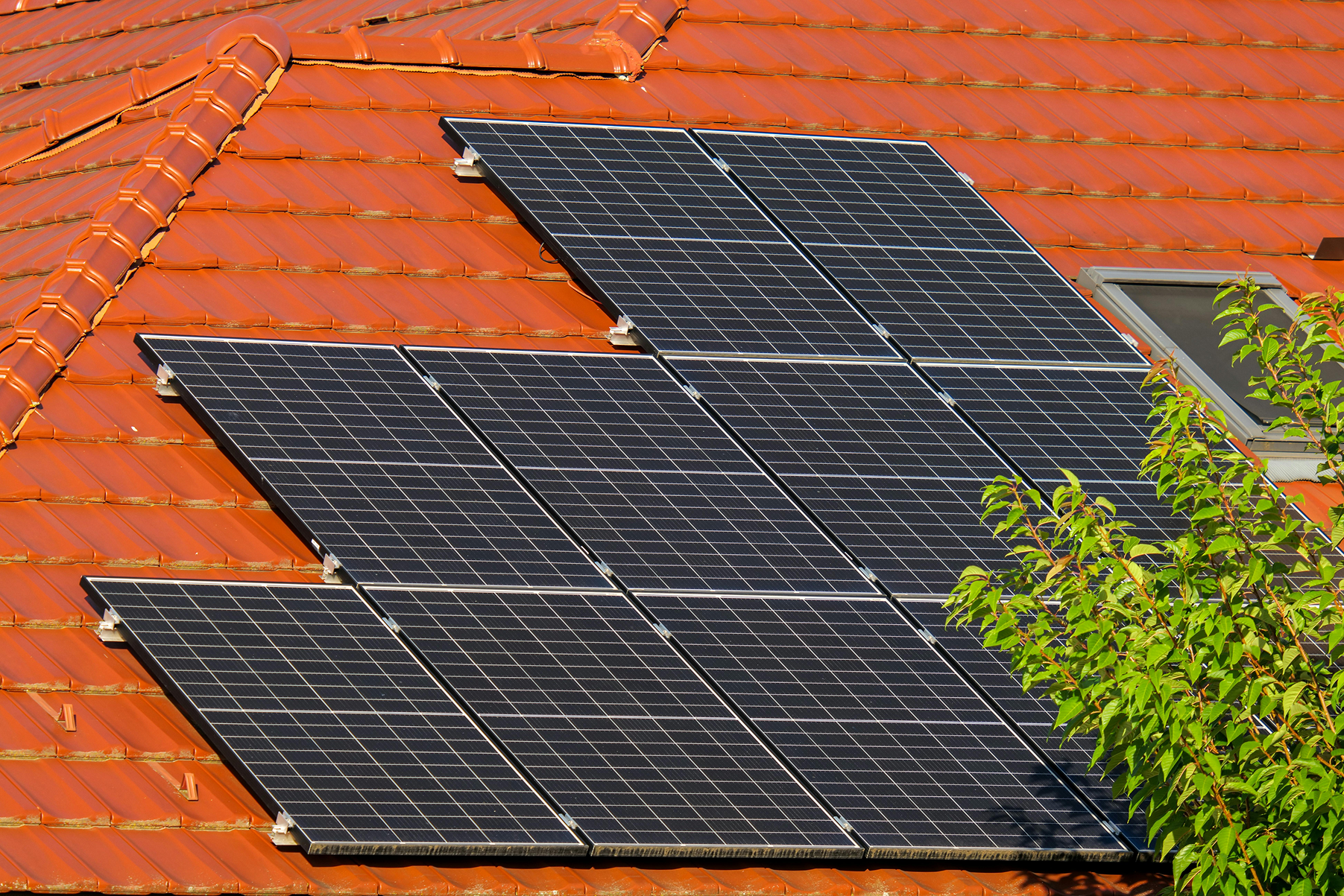 Solar panels on a terracotta roof